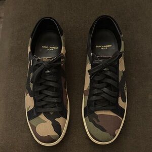 Saint Laurent Men's Green and Brown Camouflage Sneakers